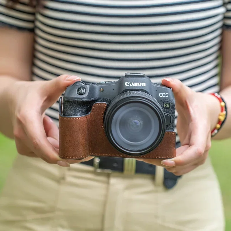 캐논 R8/RP 카메라용 수제 천연 가죽 케이스, 보호 - Canon Camera Eos R8 리뷰 및 가격